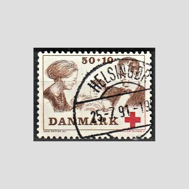 FRIMRKER DANMARK | 1969 - AFA 491 - Dans Rde Kors tillgsvrdi - 50 + 10 re brun/rd - Pragt Stemplet