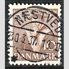 FRIM�RKER DANMARK | 1936 - AFA 231 - Reformationen 10 �re brun - Lux Stemplet N�stved