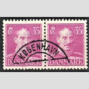 FRIMRKER DANMARK | 1942-44 - AFA 279a - Chr. X 35 re anilinrd i par - Pragt Stemplet