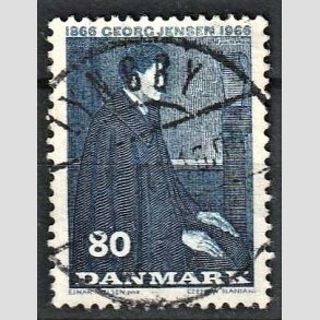 FRIM�RKER DANMARK | 1966 - AFA 447 - Georg Jensen - 80 �re bl� - Lux Stemplet Lyngby