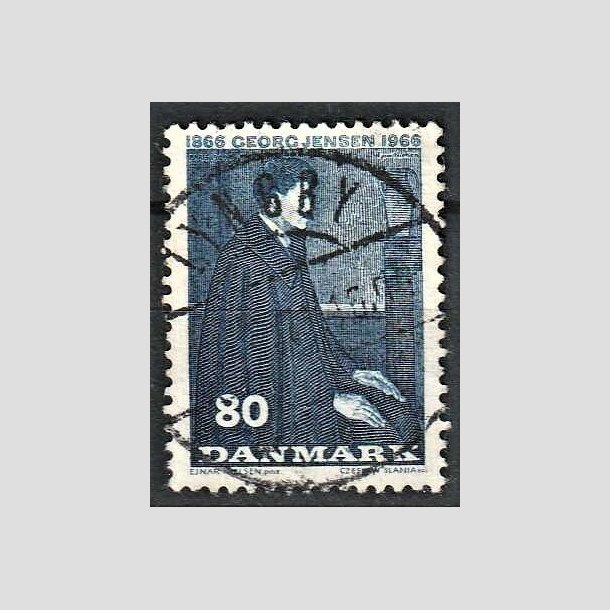 FRIMRKER DANMARK | 1966 - AFA 447 - Georg Jensen - 80 re bl - Lux Stemplet Lyngby