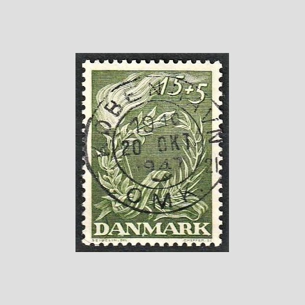 FRIMRKER DANMARK | 1947 - AFA 299 - Modstandsbevgelsen - 15 + 5 re grn - Pragt Stemplet