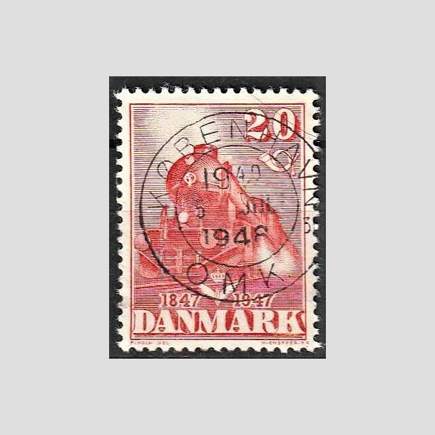 FRIMRKER DANMARK | 1947 - AFA 303a - Danske jernbane 100 r - 20 re rd type II - Pragt Stemplet