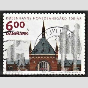 FRIMRKER DANMARK | 2011 - AFA 1675 - Kbenhavns Hovedbanegrd 100 r - 6,00 Kr. flerfarvet - Alm. god gennemsnitskvalitet - Stemplet (Photo eksempel)