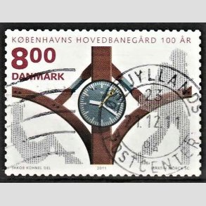 FRIMRKER DANMARK | 2011 - AFA 1676 - Kbenhavns Hovedbanegrd 100 r - 8,00 Kr. flerfarvet - Alm. god gennemsnitskvalitet - Stemplet (Photo eksempel)