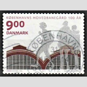FRIMRKER DANMARK | 2011 - AFA 1677 - Kbenhavns Hovedbanegrd 100 r - 9,00 Kr. flerfarvet - Alm. god gennemsnitskvalitet - Stemplet (Photo eksempel)
