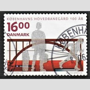 FRIMRKER DANMARK | 2011 - AFA 1678 - Kbenhavns Hovedbanegrd 100 r - 16,00 Kr. flerfarvet - Alm. god gennemsnitskvalitet - Stemplet (Photo eksempel)