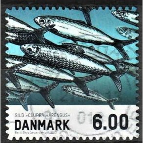 FRIMRKER DANMARK | 2013 - AFA 1726a - Fisk - 6,00 kr. sild, uregelmssige hjrner - Alm. god gennemsnitskvalitet - Stemplet (Photo eksempel)