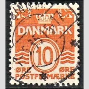 FRIMRKER DANMARK | 1933 - AFA 202a - Blgelinie 10 re orange type I - Stemplet