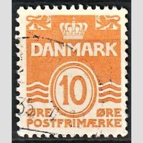 FRIMRKER DANMARK | 1933 - AFA 202a - Blgelinie 10 re orange type I - Stemplet