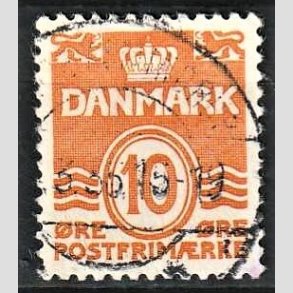 FRIMRKER DANMARK | 1933 - AFA 202a - Blgelinie 10 re orange type I - Stemplet