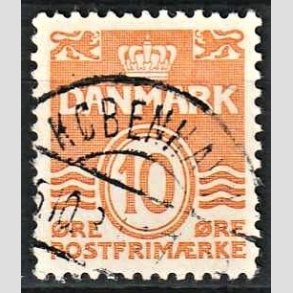 FRIMRKER DANMARK | 1933 - AFA 202a - Blgelinie 10 re orange type I - Stemplet