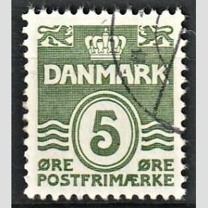 FRIMRKER DANMARK | 1937-38 - AFA 234 - Blgelinie 5 re grgrn - Stemplet