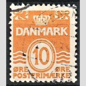 FRIMRKER DANMARK | 1933 - AFA 202a - Blgelinie 10 re orange type I - Stemplet