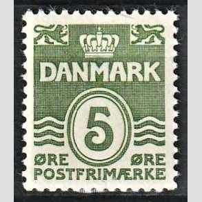 FRIMRKER DANMARK | 1937-38 - AFA 234 - Blgelinie 5 re grgrn - Postfrisk