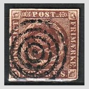 FRIMRKER DANMARK | 1852 - AFA 1 - 4 R.B.S Ia rdbrun - Thiele I - Stemplet