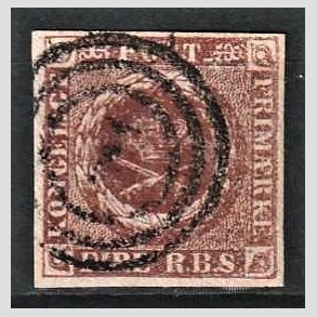 FRIMRKER DANMARK | 1852 - AFA 1 - 4 R.B.S Ia rdbrun - Thiele I - Stemplet