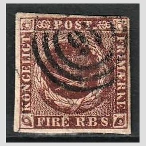 FRIMRKER DANMARK | 1852 - AFA 1 - 4 R.B.S Ia rdbrun - Thiele I - Stemplet