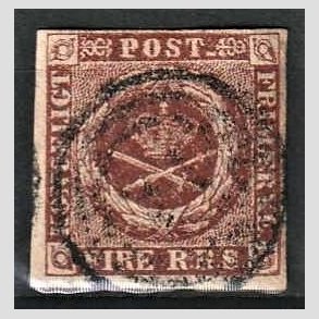 FRIMRKER DANMARK | 1852 - AFA 1 - 4 R.B.S Ia rdbrun - Thiele I - Stemplet