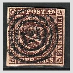 FRIMRKER DANMARK | 1853 - AFA 1 - 4 R.B.S IIb mrk rdbrun - Thiele II - Stemplet