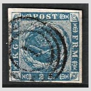 FRIMRKER DANMARK | 1854-57 - AFA 3 - 2 Skilling bl - Stemplet