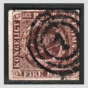 FRIMRKER DANMARK | 1852 - AFA 1 - 4 R.B.S Ia rdbrun - Thiele I - Stemplet