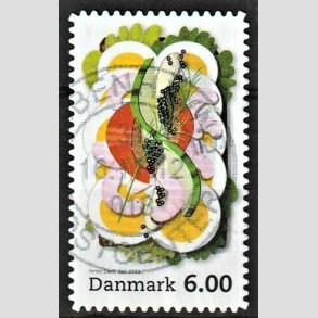 FRIMRKER DANMARK | 2012 - AFA 1701a - Smrrebrd - 6,00 Kr. flerfarvet uregelmssige hjrner - Alm. god gennemsnitskvalitet - Stemplet (Photo eksempel)