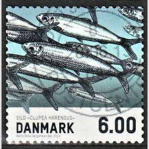 FRIMRKER DANMARK | 2013 - AFA 1726 - Fisk - 6,00 kr. sild - Alm. god gennemsnitskvalitet - Stemplet (Photo eksempel)