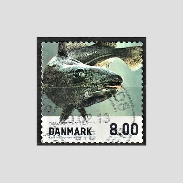 FRIMRKER DANMARK | 2013 - AFA 1727 - Fisk - 8,00 kr. torsk - Alm. god gennemsnitskvalitet - Stemplet (Photo eksempel)