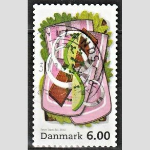 FRIMRKER DANMARK | 2012 - AFA 1702 - Smrrebrd - 6,00 Kr. flerfarvet - Alm. god gennemsnitskvalitet - Stemplet (Photo eksempel)