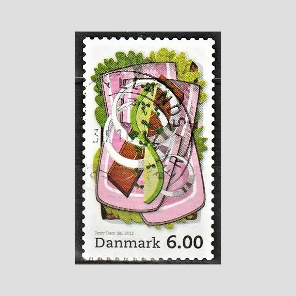 FRIMRKER DANMARK | 2012 - AFA 1702 - Smrrebrd - 6,00 Kr. flerfarvet - Alm. god gennemsnitskvalitet - Stemplet (Photo eksempel)