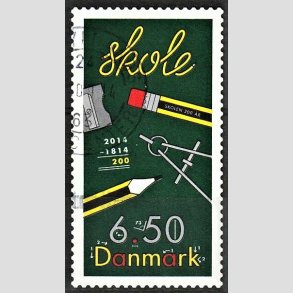 FRIMRKER DANMARK | 2014 - AFA 1785 - Skolen 200 r - 6,50 Kr. flerfarvet - Alm. god gennemsnitskvalitet - Stemplet (Photo eksempel)