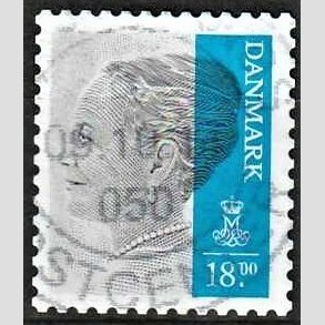 FRIMRKER DANMARK | 2014 - AFA 1763 - Dronning Margrethe - 18,00 Kr. gr/mrkbl - Alm. god gennemsnitskvalitet - Stemplet (Photo eksempel)