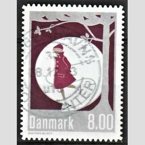 FRIMRKER DANMARK | 2013 - AFA 1757a - Vinterstemning - 8,00 Kr. flerfarvet med uregelmssige hjrner - Alm. god gennemsnitskvalitet - Stemplet (Photo eksempel)