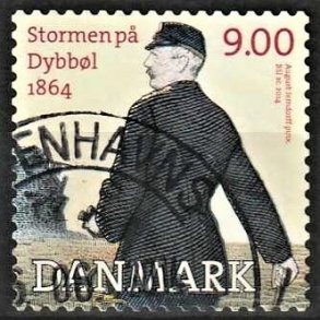 FRIMRKER DANMARK | 2014 - AFA 1770 - Dybbl 1864 - 9,00 Kr. flerfarvet - Alm. god gennemsnitskvalitet - Stemplet (Photo eksempel)