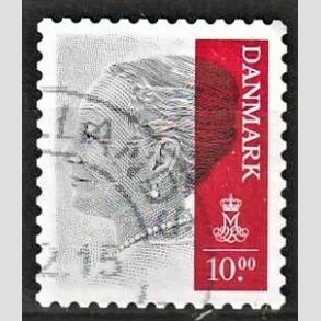FRIMRKER DANMARK | 2014 - AFA 1800 - Dronning Margrethe - 10,00 Kr. gr/karmin - Alm. god gennemsnitskvalitet - Stemplet (Photo eksempel)
