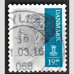 FRIMRKER DANMARK | 2014 - AFA 1802 - Dronning Margrethe - 19,00 Kr. gr/mrkbl - Alm. god gennemsnitskvalitet - Stemplet (Photo eksempel)