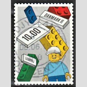 FRIMRKER DANMARK | 2015 - AFA 1805 - Legetj. Lego-klodser - 10,00 kr. flerfarvet - Alm. god gennemsnitskvalitet - Stemplet (Photo eksempel)