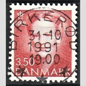 FRIMRKER DANMARK | 1990 - AFA 962 - Dronning Margrethe - 3,50 Kr. rd - Pragt Stemplet