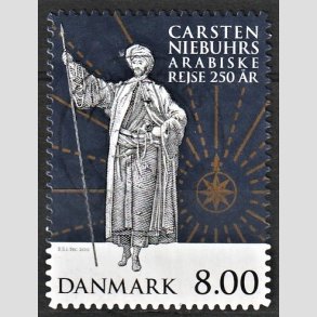 FRIMRKER DANMARK | 2011 - AFA 1660a - Carsten Niebuhrs arabiske rejse 250 r. - 8,00 Kr. med uregelmssige hjrner flerfarvet - Alm. god gennemsnitskvalitet - Stemplet (Photo eksempel)