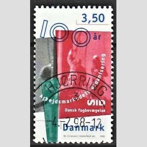 FRIM�RKER DANMARK | 1998 - AFA 1164 - Arbejdsmarkedets organisering 100 �r - 3,50 Kr. flerfarvet - Pragt Stemplet Hj�rring