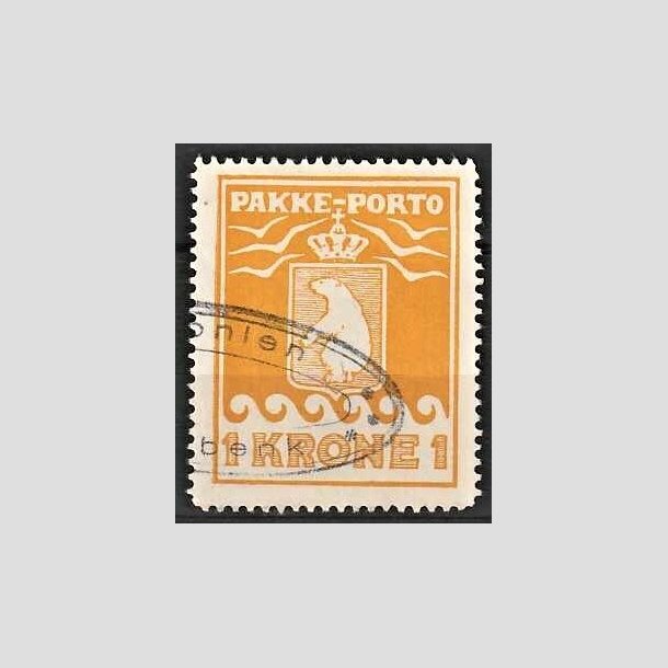 FRIMRKER GRNLAND | 1936 - AFA 14 - Pakke-porto - 1 kr. orange - Stemplet