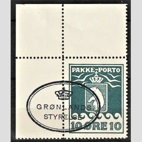 FRIMRKER GRNLAND | 1915 - AFA 7l - PAKKE-PORTO 10 re bl, kartonpapir med vre marginal - Pragt Stemplet