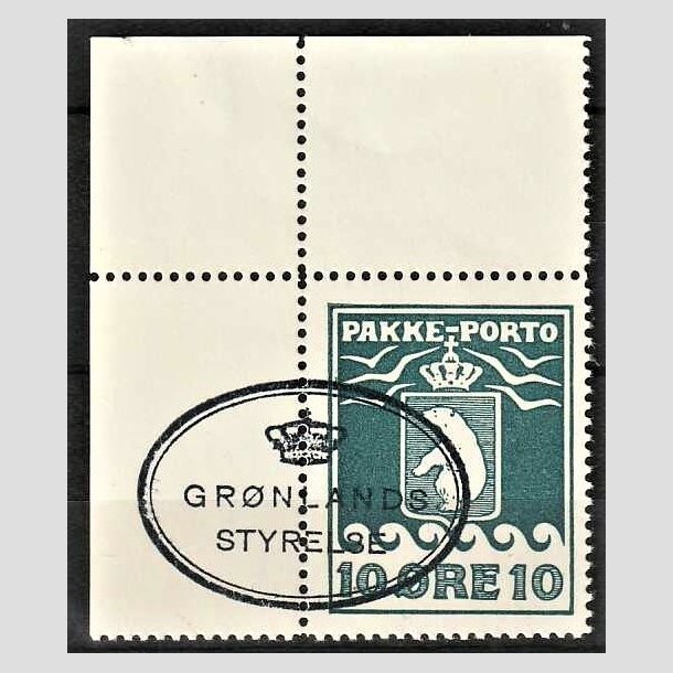 FRIMRKER GRNLAND | 1915 - AFA 7l - PAKKE-PORTO 10 re bl, kartonpapir med vre marginal - Pragt Stemplet