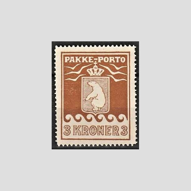 FRIMRKER GRNLAND | 1930 - AFA 12 - PAKKE-PORTO - 3 kr. brun - Postfrisk