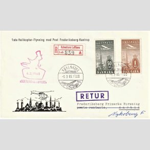 FRIMRKER DANMARK | 1934 - AFA 219,220 - Ny Luftpost 50 re + 1 kr. p flot brevforside - Stemplet