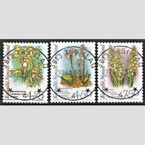 FRIMRKER GRNLAND | 1996 - AFA 286-88 - Arktiske orkideer II - 4,25 - 7,50 kr. i st - Lux stemplet