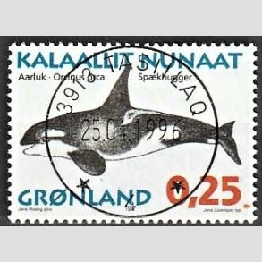FRIMRKER GRNLAND | 1996 - AFA 289 - Grnlandske hvaler I - 0,25 kr. matrd/flerfarvet - Lux stemplet