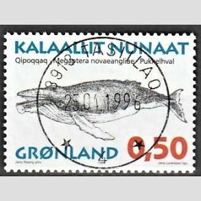 FRIMRKER GRNLAND | 1996 - AFA 290 - Grnlandske hvaler I - 0,50 kr. matrd/flerfarvet - Lux stemplet