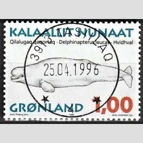 FRIMRKER GRNLAND | 1996 - AFA 291 - Grnlandske hvaler I - 1,00 kr. matrd/flerfarvet - Lux stemplet